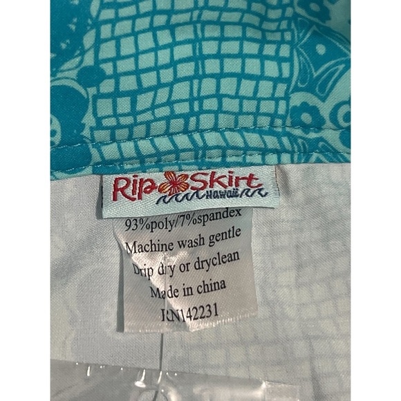 RipSkirt Hawaii Skirt Women’s XXL Teal Blue Print Paía Beach Glass Wrap Cover Up - Picture 9 of 11